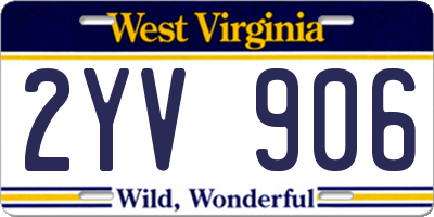 WV license plate 2YV906