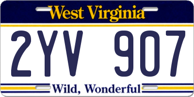 WV license plate 2YV907