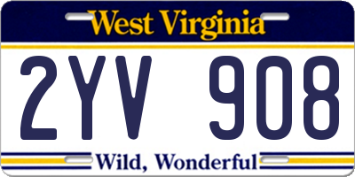 WV license plate 2YV908