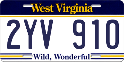 WV license plate 2YV910