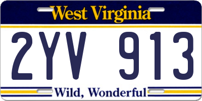 WV license plate 2YV913
