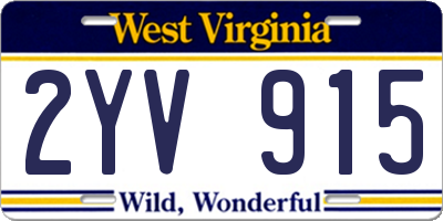 WV license plate 2YV915