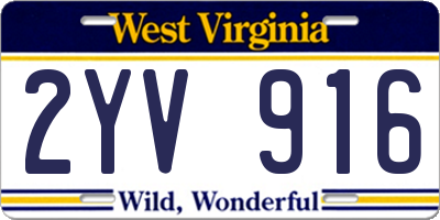 WV license plate 2YV916