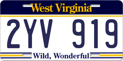 WV license plate 2YV919