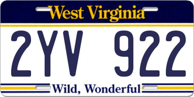 WV license plate 2YV922