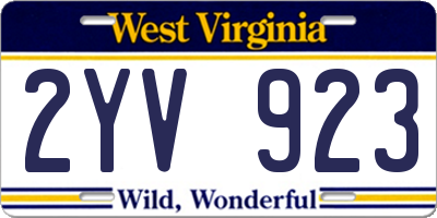 WV license plate 2YV923