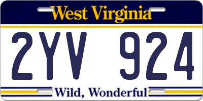 WV license plate 2YV924