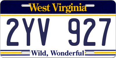 WV license plate 2YV927