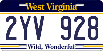 WV license plate 2YV928