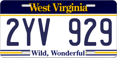 WV license plate 2YV929