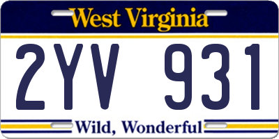 WV license plate 2YV931