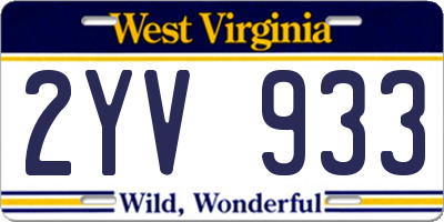 WV license plate 2YV933