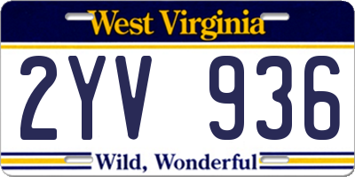 WV license plate 2YV936