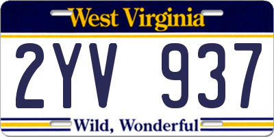 WV license plate 2YV937