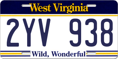 WV license plate 2YV938