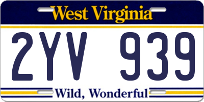 WV license plate 2YV939