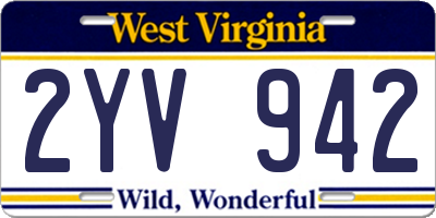 WV license plate 2YV942