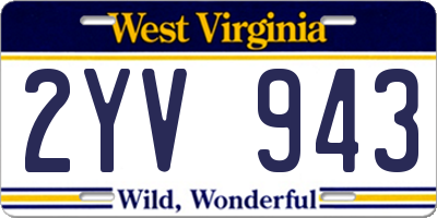 WV license plate 2YV943