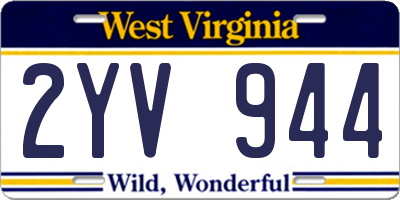 WV license plate 2YV944