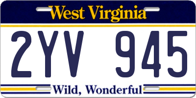 WV license plate 2YV945