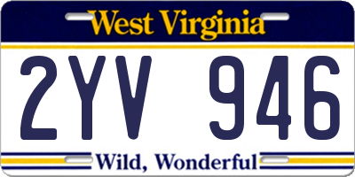 WV license plate 2YV946