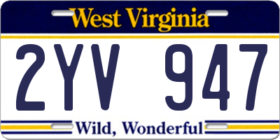 WV license plate 2YV947