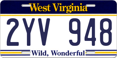 WV license plate 2YV948