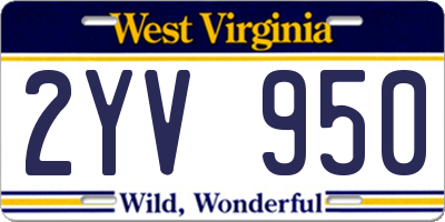 WV license plate 2YV950