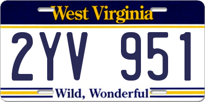 WV license plate 2YV951