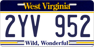 WV license plate 2YV952
