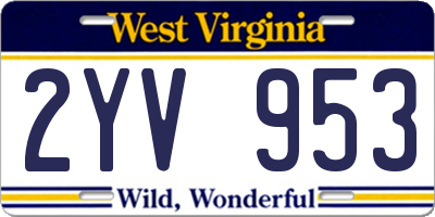 WV license plate 2YV953