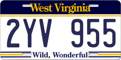 WV license plate 2YV955