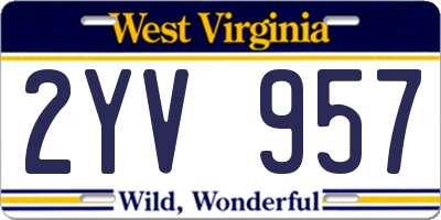 WV license plate 2YV957