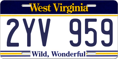 WV license plate 2YV959
