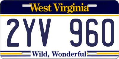 WV license plate 2YV960