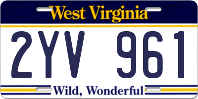 WV license plate 2YV961