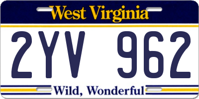 WV license plate 2YV962
