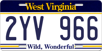 WV license plate 2YV966