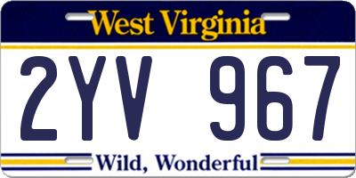 WV license plate 2YV967