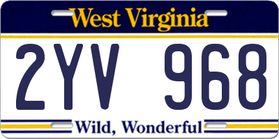 WV license plate 2YV968