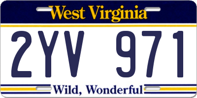 WV license plate 2YV971