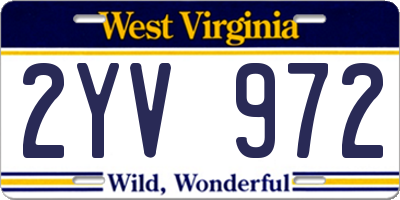 WV license plate 2YV972