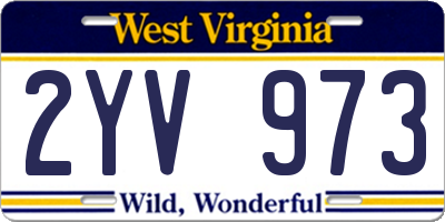 WV license plate 2YV973