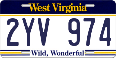 WV license plate 2YV974
