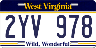 WV license plate 2YV978