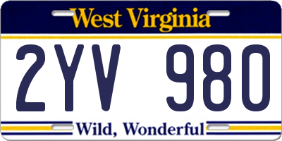 WV license plate 2YV980