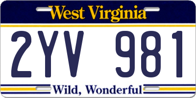 WV license plate 2YV981