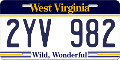 WV license plate 2YV982