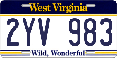 WV license plate 2YV983