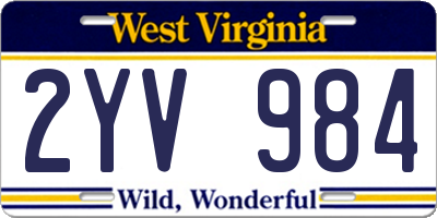 WV license plate 2YV984